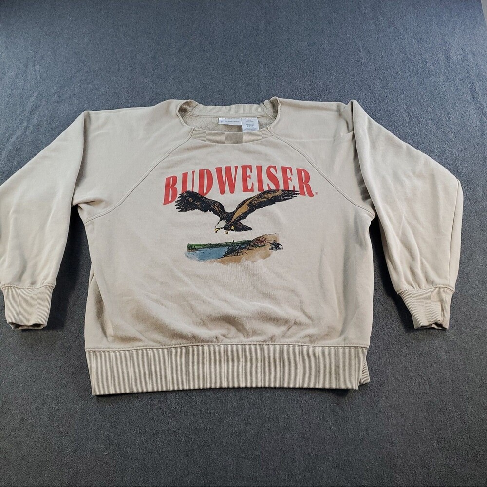 Budweiser Flying Eagle Graphic Sweatshirt Taupe Size Small Women’s Beige